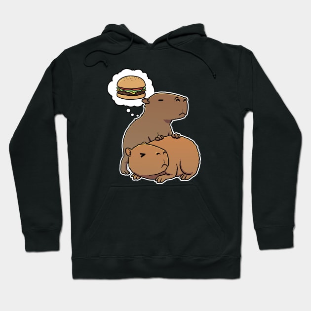 Capybara thinking about a Hamburger Hoodie by capydays